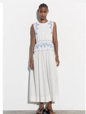 zara white beaded dress LIMITED EDITION EMBROIDERED BEADED DRESS - Oyster-white